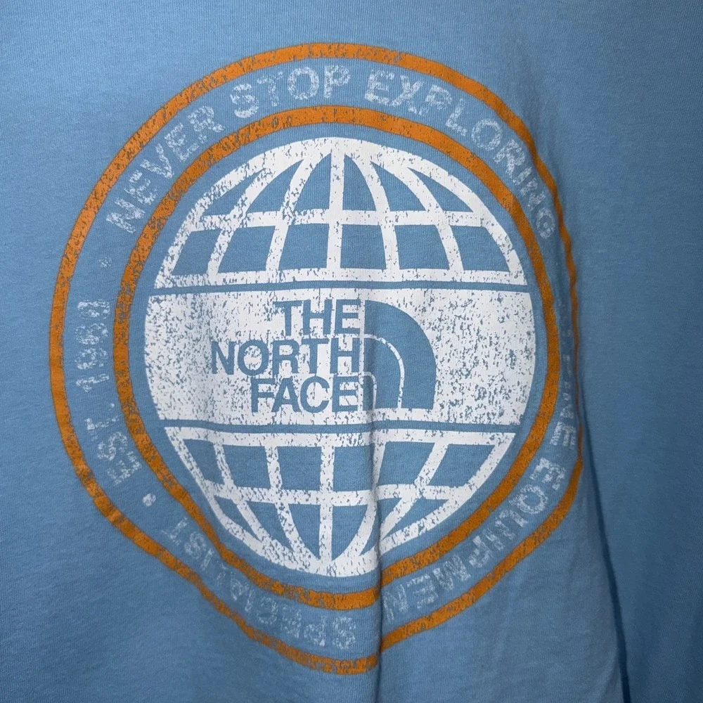 The North Face Light Blue Graphic Logo Casual T-Shirt Men's Size Extra Large XL